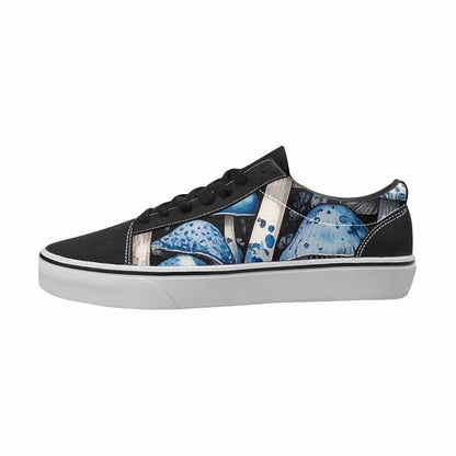 MEN'S Mushrooms Black & Blue Ink Canvas Made To Order Dreamcore Limited Edition Sneakers