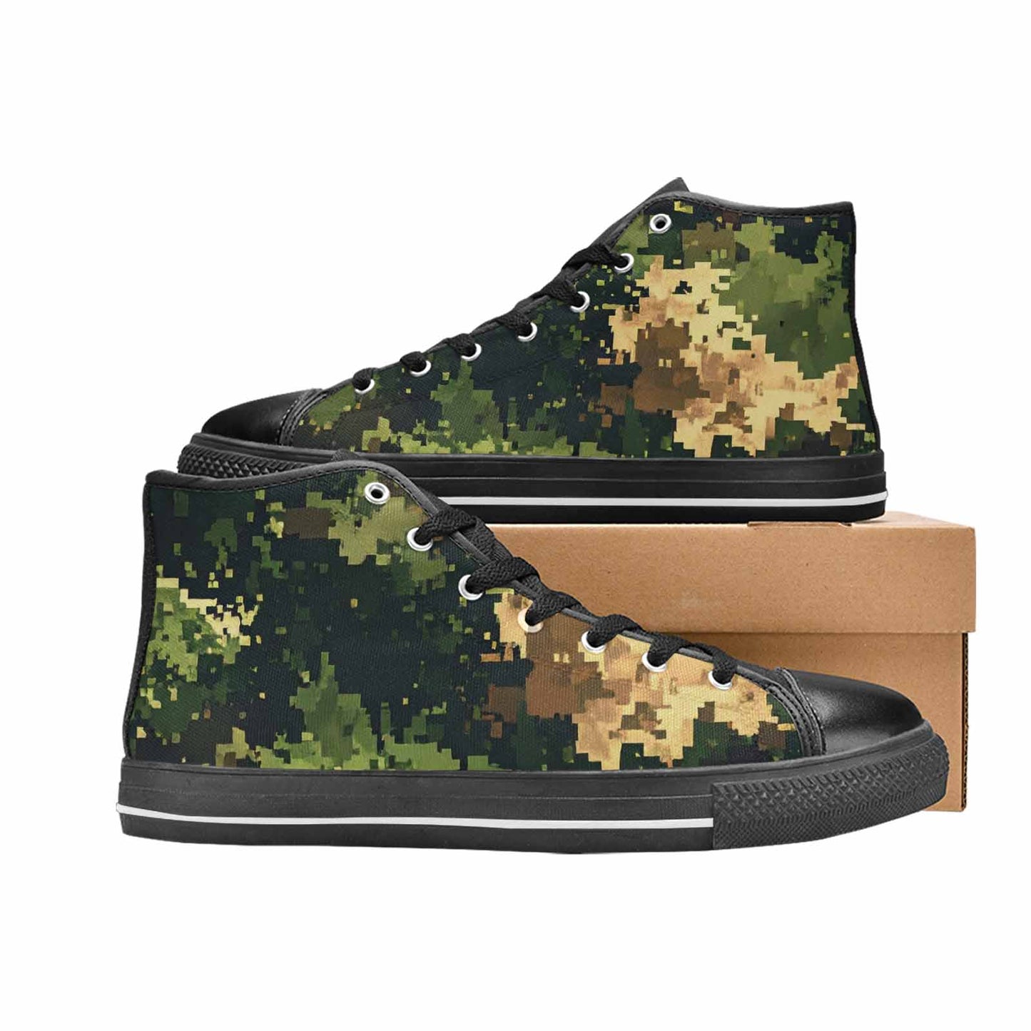 WOMEN'S Military Camouflage Blotch High Top Canvas Neon Fantasy Custom Sneakers