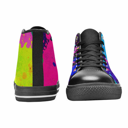 MEN'S Neon Paint Splatter High Top Canvas Neon Fantasy Sneakers
