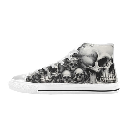 Skull Rose Women's Dark Gothic Art High Top Canvas Shoes | Freaky Shoes®