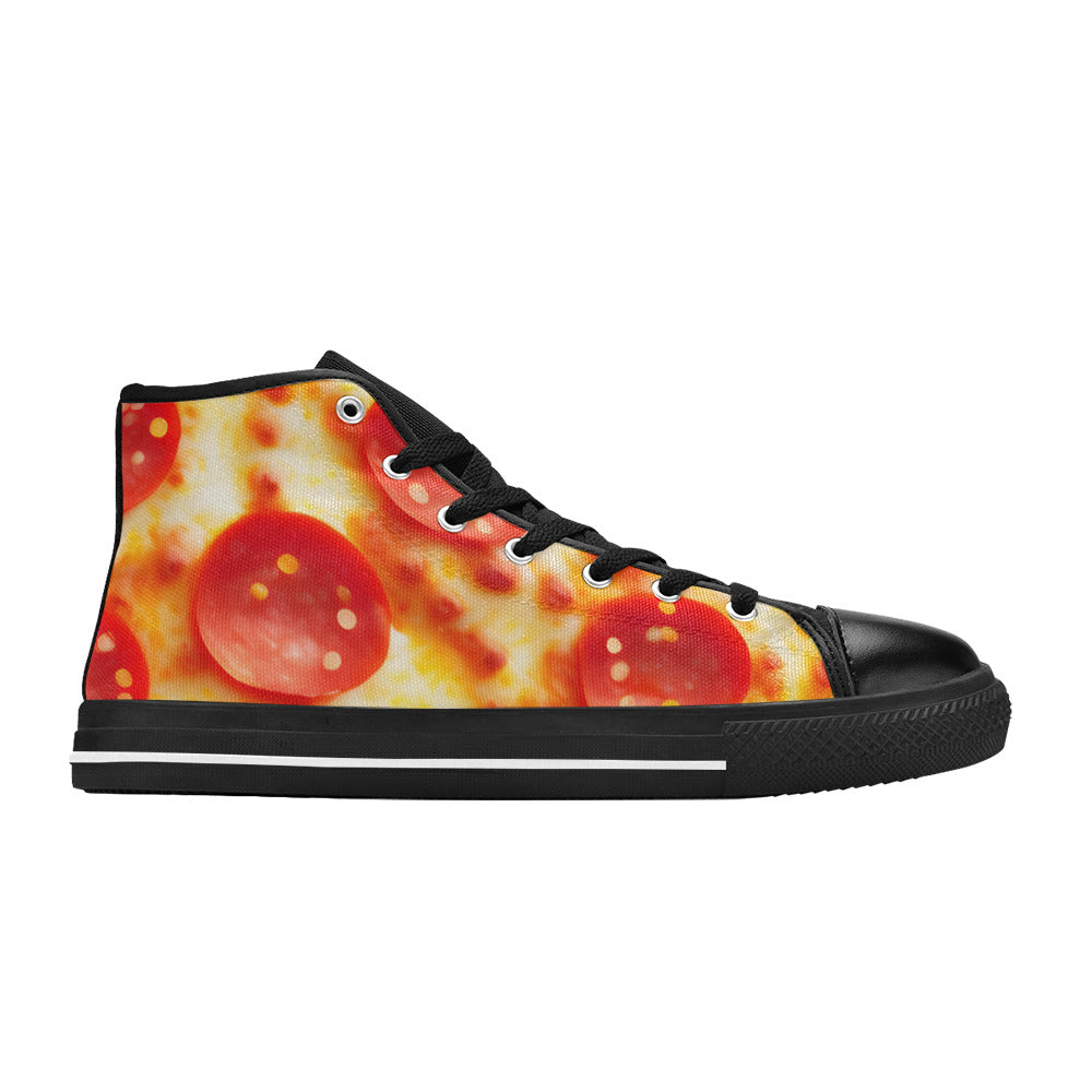 MEN'S Cc Pepperoni Pizza Cheese High Top Canvas Neon Fantasy Shoes