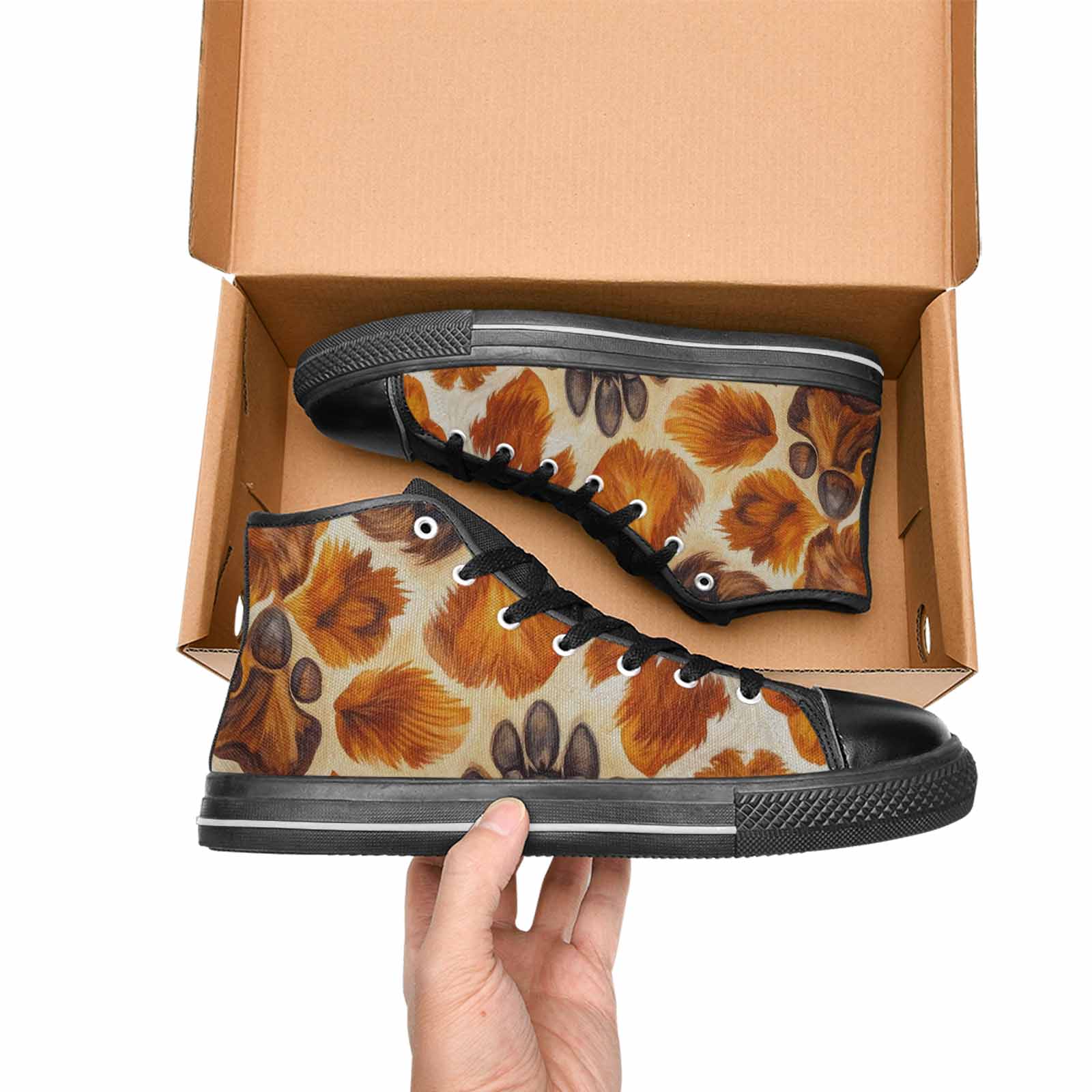 MEN'S Cow Animal Print High Top Canvas Surreal Custom Sneakers