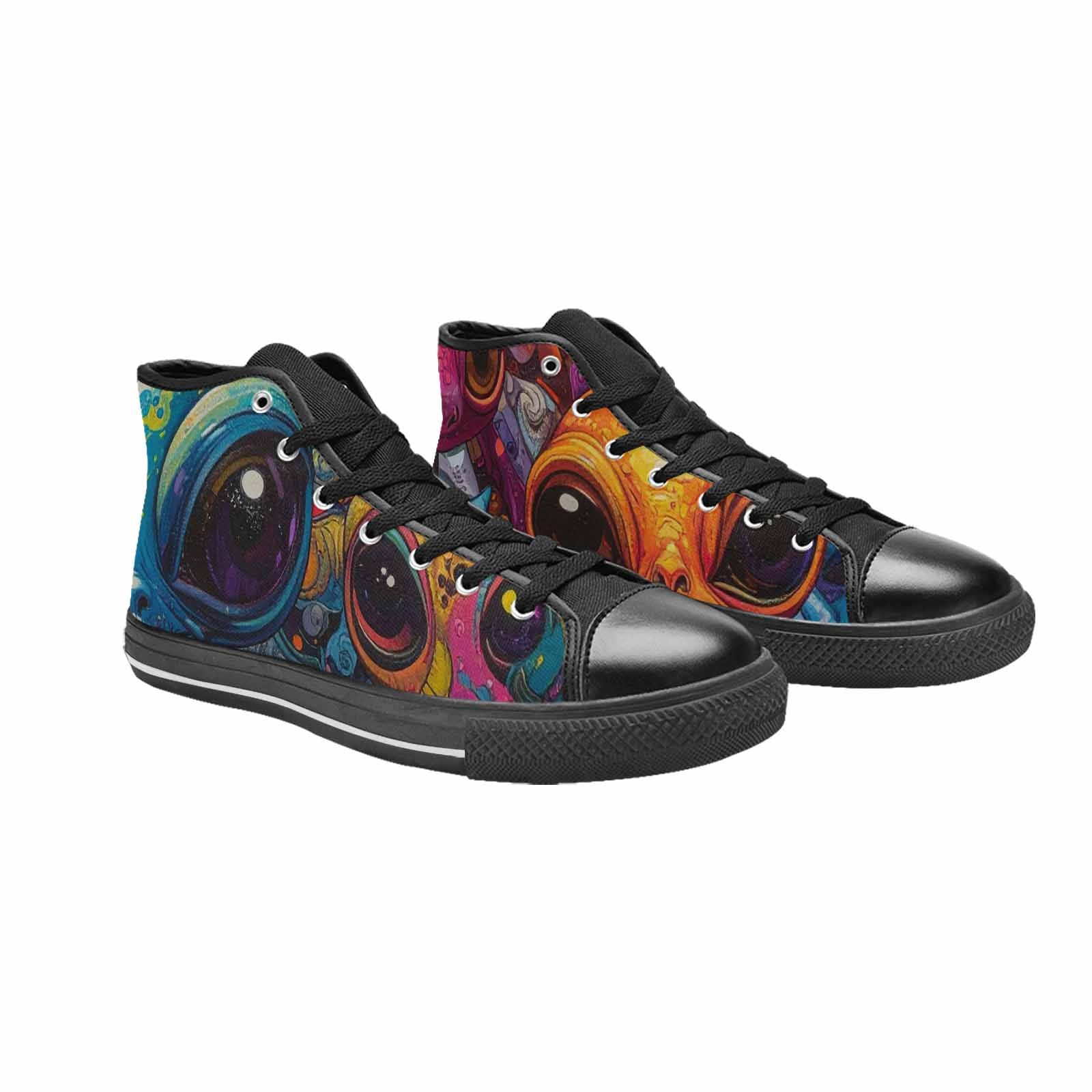 MEN'S Cartoon Alien Characters High Top Canvas Wallpaper Art Sneakers