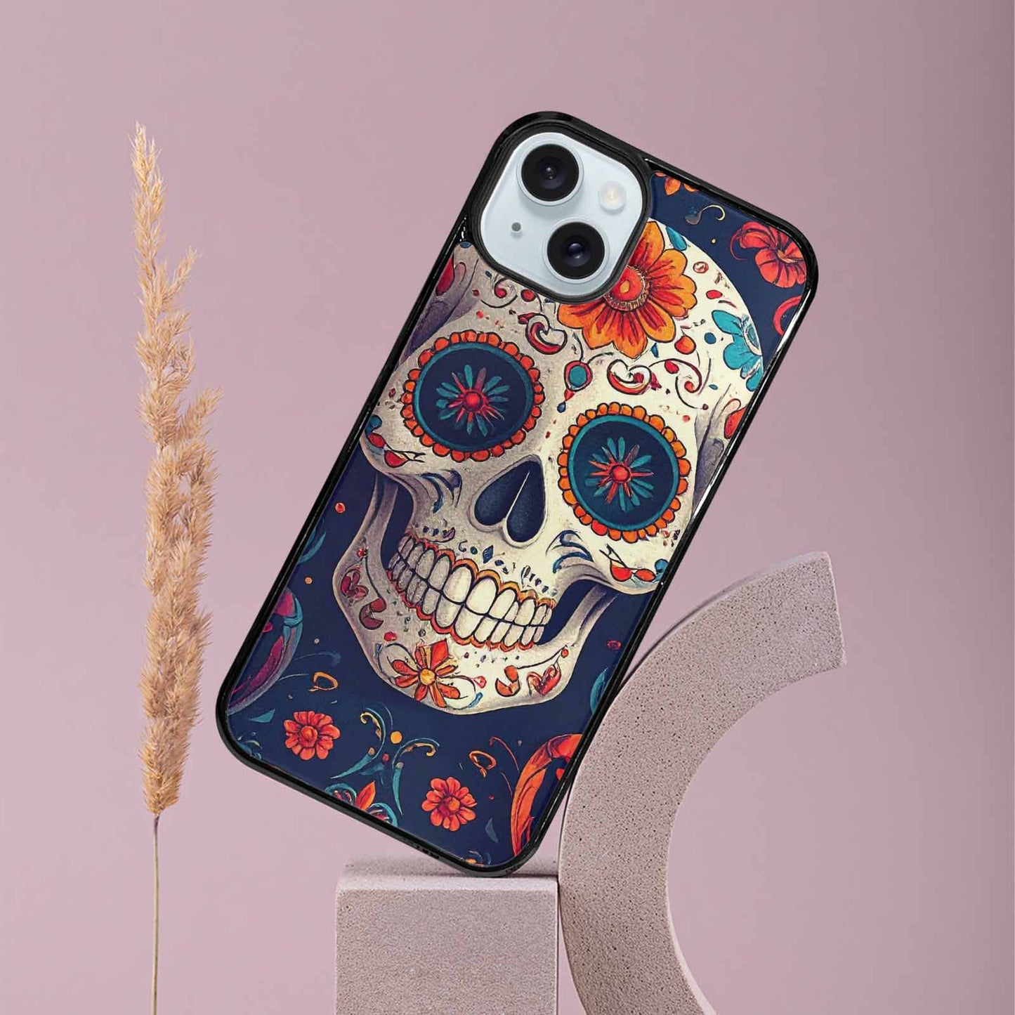 iPhone 15 Plus Case — Day Dead Sugar Skull Art 100s, Unique Phone Case Design