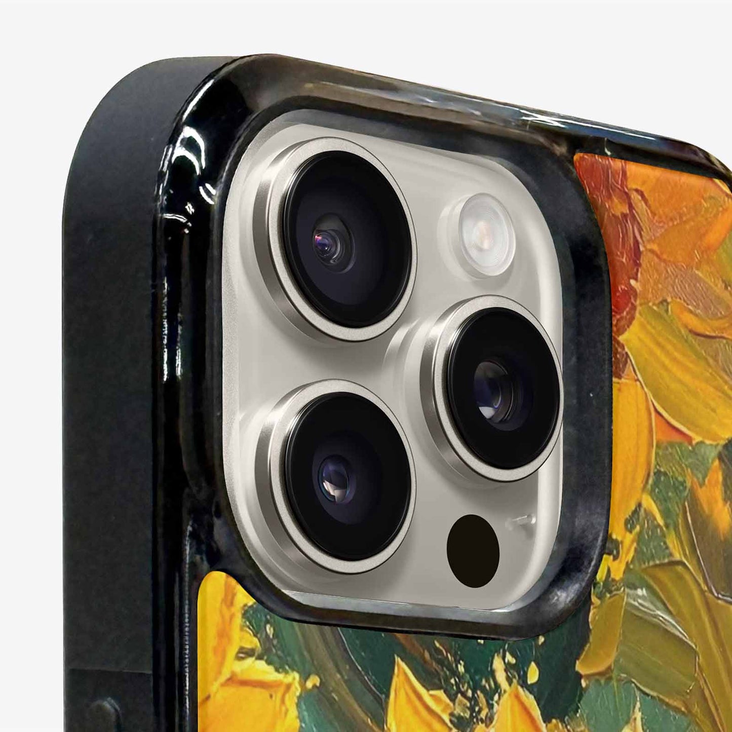iPhone 15 Pro Max Case — Impressionist Sunflower Brushstroke Pattern Hundreds Of, Custom Print Case Cover