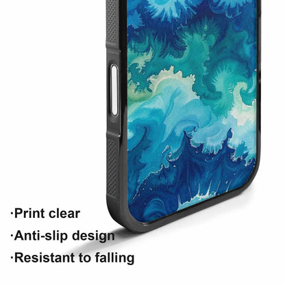iPhone 17 Case — Tie Dye Ocean Blues Tie Dye, Custom Printed Phone Case