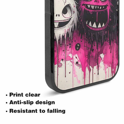 iPhone 15 Plus Case — Monsters General Black Pink Ink Cartoon, Unique Phone Case Design