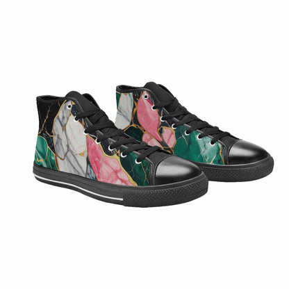 WOMEN'S Marble Stone Texture High Top Canvas Cottagecore Custom Shoes