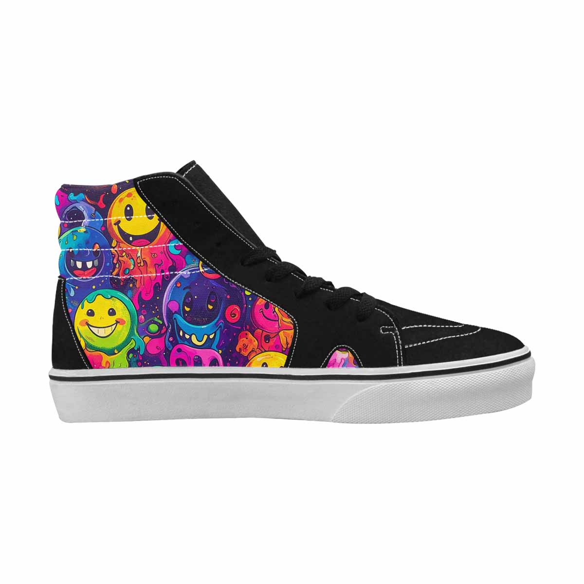 WOMEN'S Yellow Smiley Face High Top Canvas Aesthetic Shoes