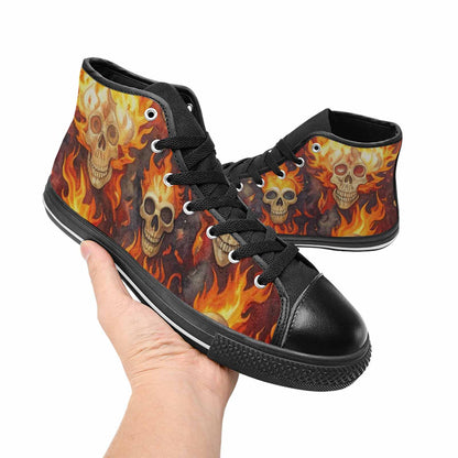 WOMEN'S Skulls - Flaming High Top Canvas Vivid Sneakers