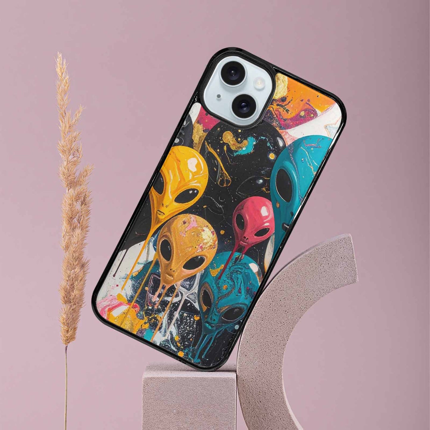 iPhone 15 Plus Case — Aliens Marblealiens Pattern, Unique Phone Case Design