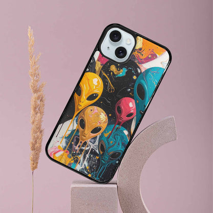 iPhone 15 Plus Case — Aliens Marblealiens Pattern, Unique Phone Case Design