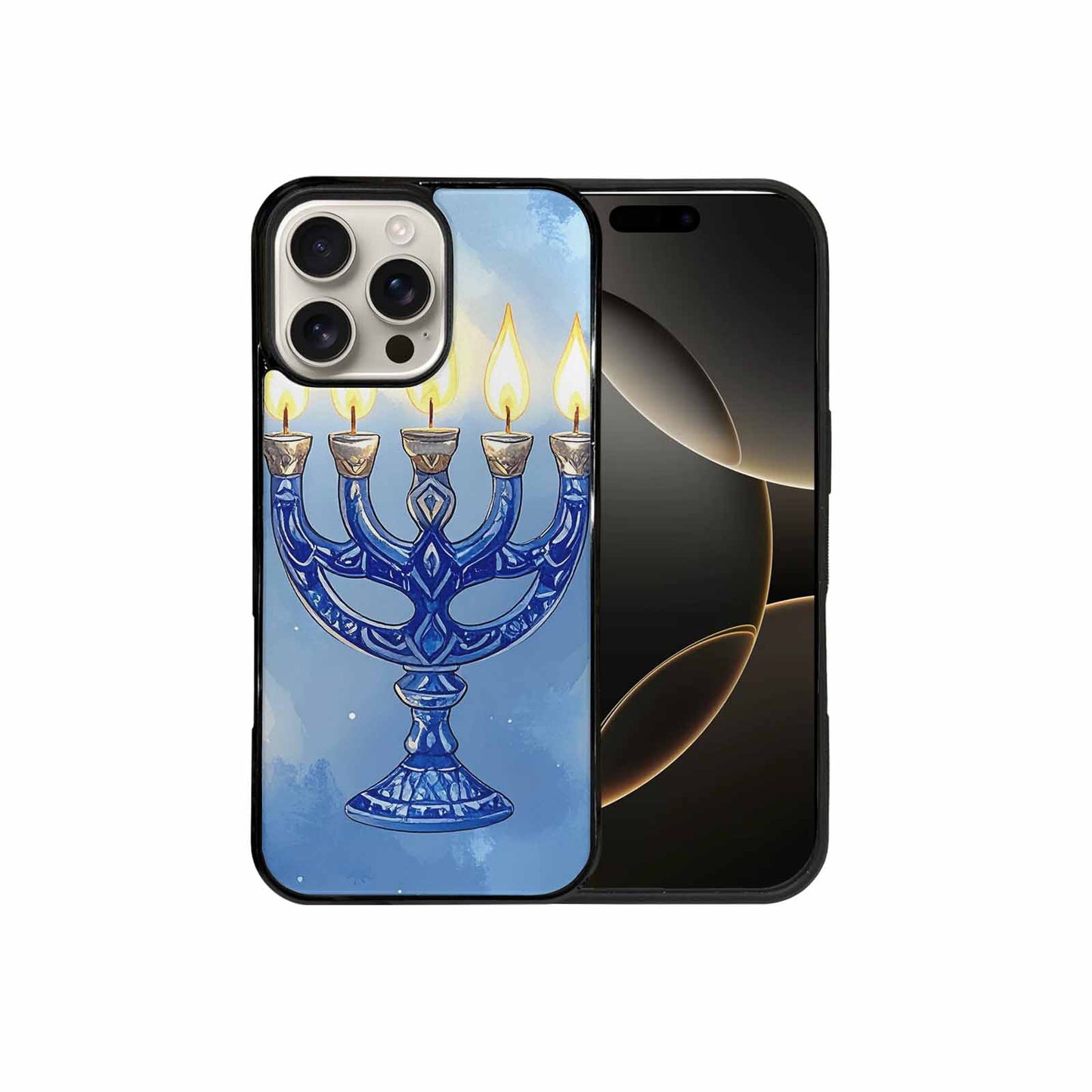 iPhone 16 Pro Max Case — Hanukkah Menorah Pattern Seamless Repeat Jewish, Custom Art Phone Cover