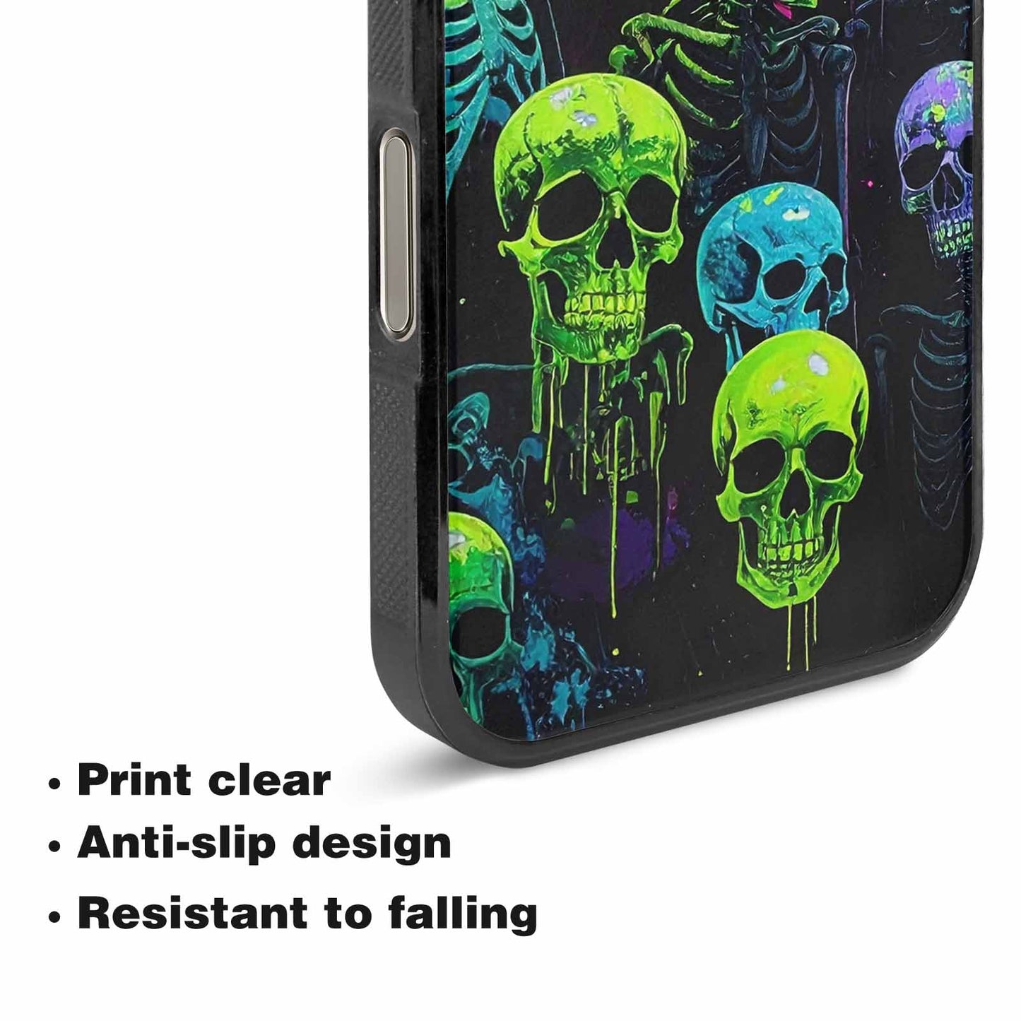 iPhone 16 Pro Case — Skeletons Neon Green Glowskele Ejt Personalized, Custom Made Phone Cover