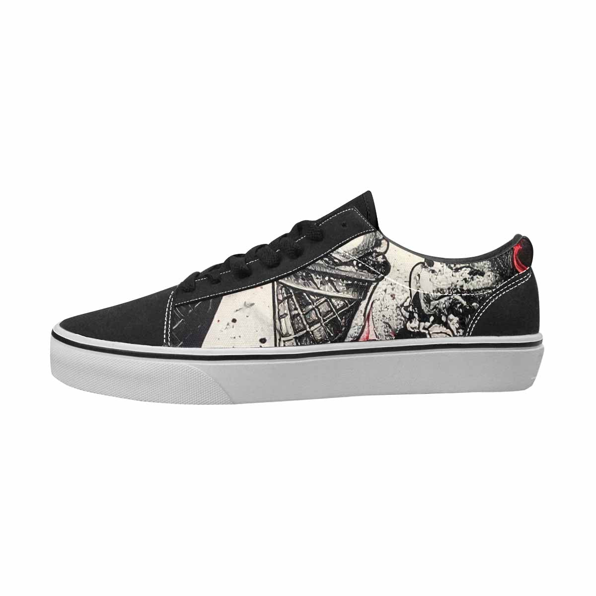 WOMEN'S Ice Cream Black & Red Ink Canvas One Of A Kind Cottagecore Custom Shoes