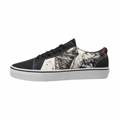 WOMEN'S Ice Cream Black & Red Ink Canvas One Of A Kind Cottagecore Custom Shoes