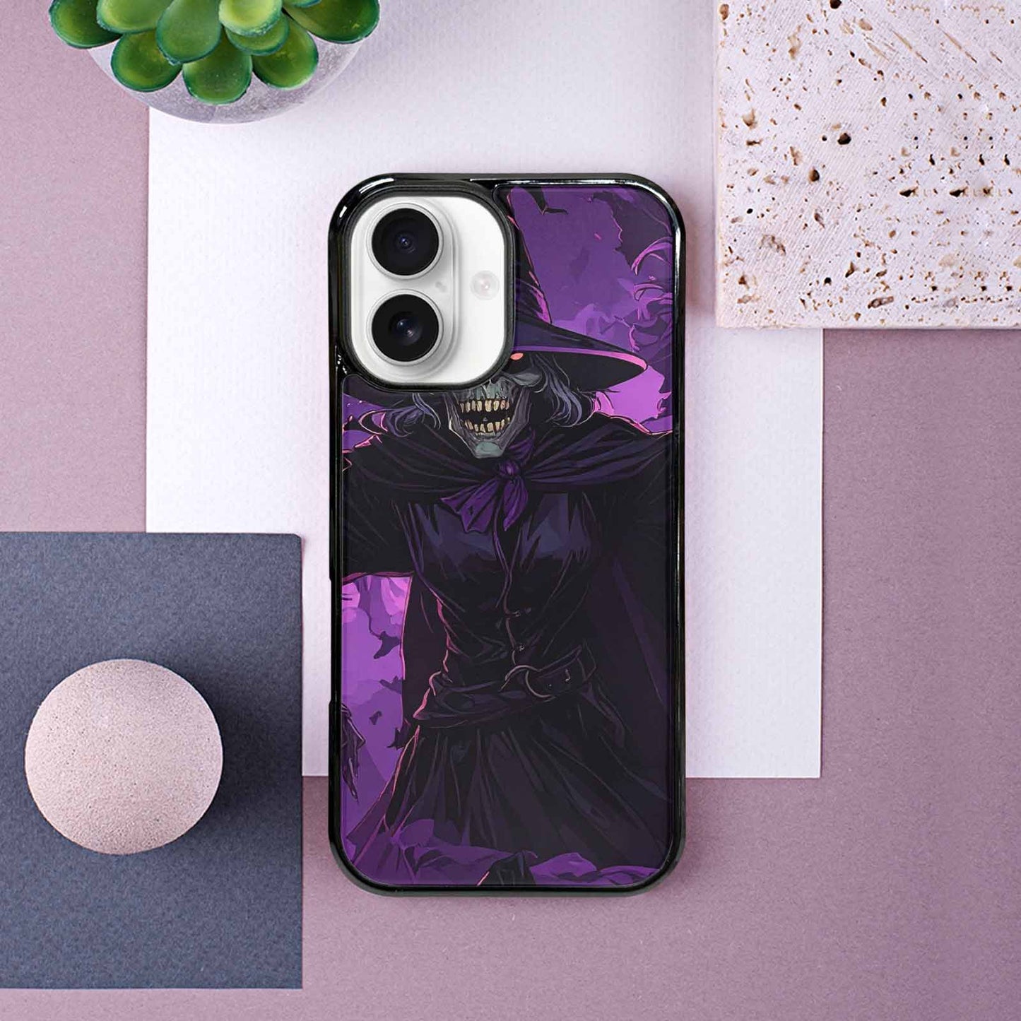 iPhone 16 Case — Scary Horror Halloween Art Print Edge, Custom Print Case Cover