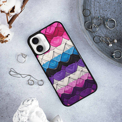 iPhone 16 Plus Case — Genderfluid Flag Color Theme Small Rainbow, Custom Printed Phone Case