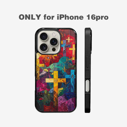 iPhone 16 Pro Case — Faith Cross And Faith Icons Pattern, Customized Protective Case