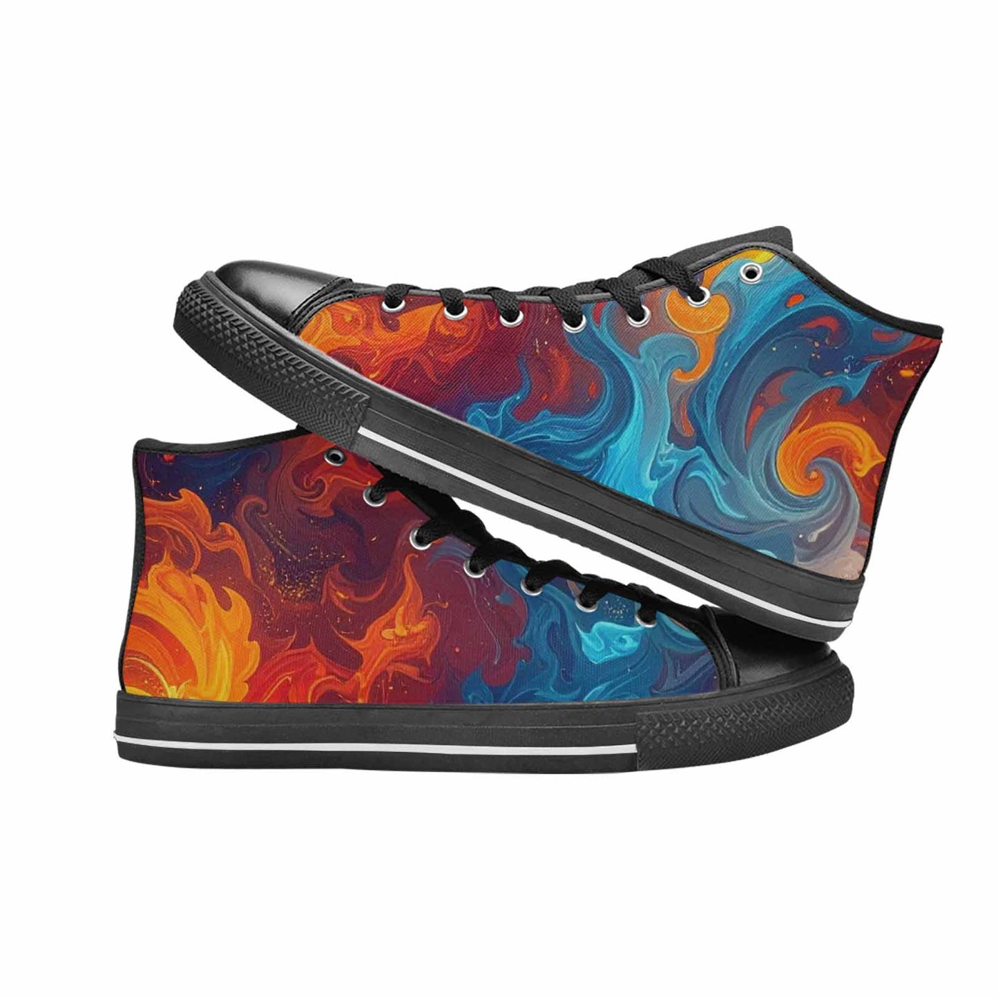 MEN'S Fire Flame High Top Canvas Surreal Shoes
