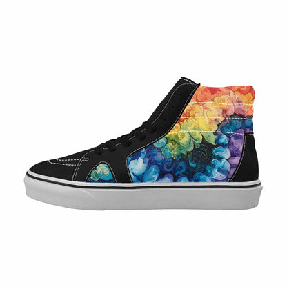 WOMEN'S Tie Dye Black & Blue Ink High Top Canvas Streetwear Cottagecore Handmade Custom Shoes