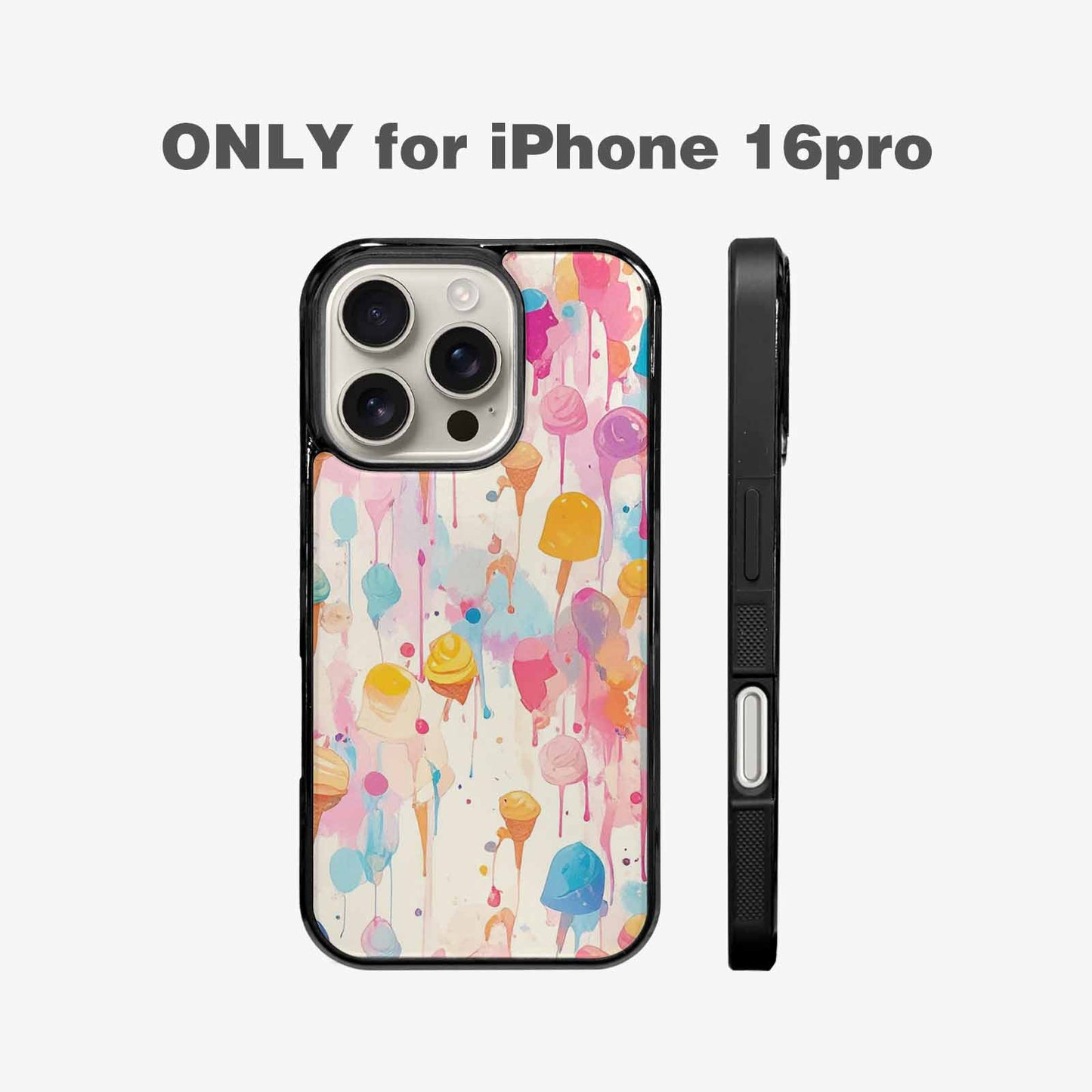 iPhone 16 Pro Case — Ice Cream Motif Ice Cream Motifs, Custom Art Phone Cover