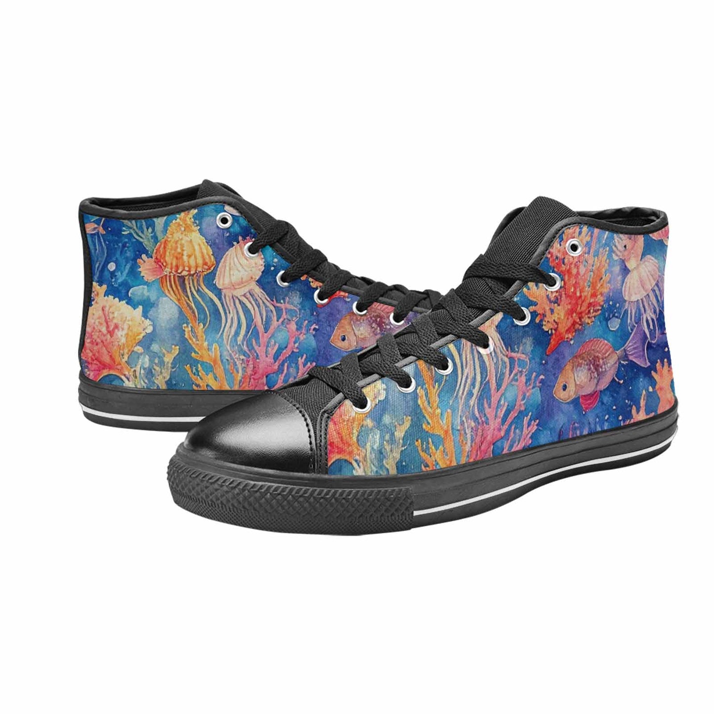 MEN'S Fish Scale Coral High Top Canvas Aesthetic Custom Shoes