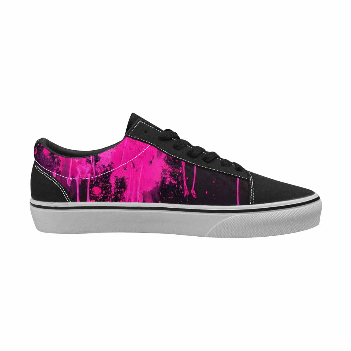 WOMEN'S Skeletons  Neon Pink Lace-Up Canvas Melting Art Sneakers