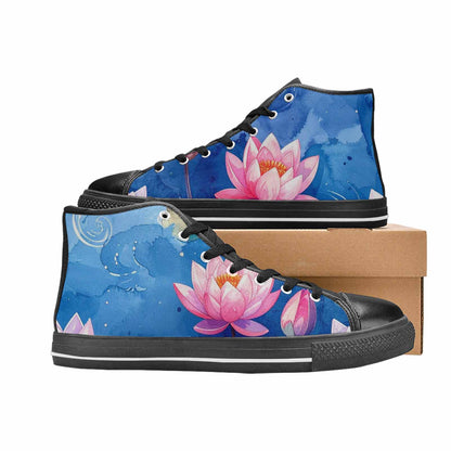 WOMEN'S Water Lilies Impressionist High Top Canvas Vivid Sneakers