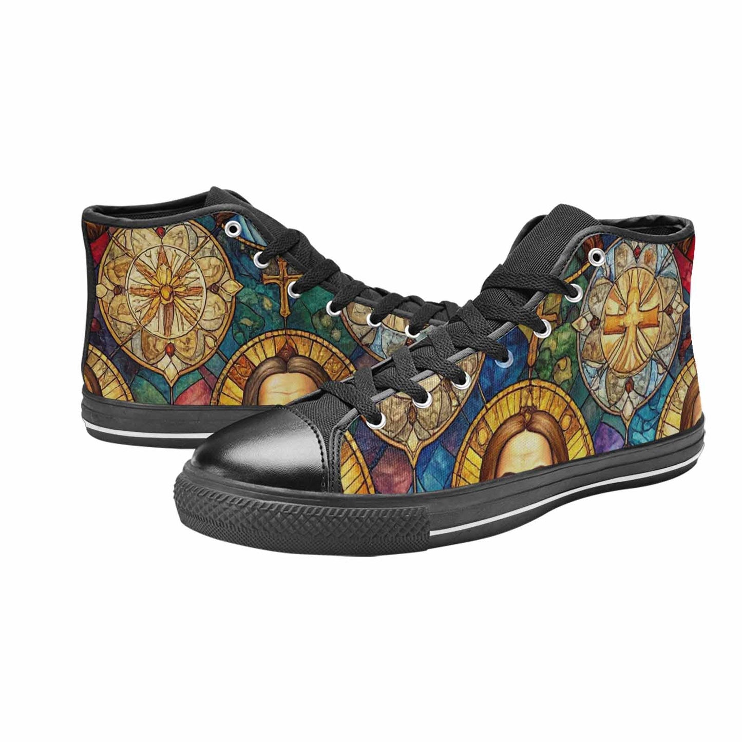 WOMEN'S Jesus Face Small High Top Canvas Dark Academia Custom Shoes