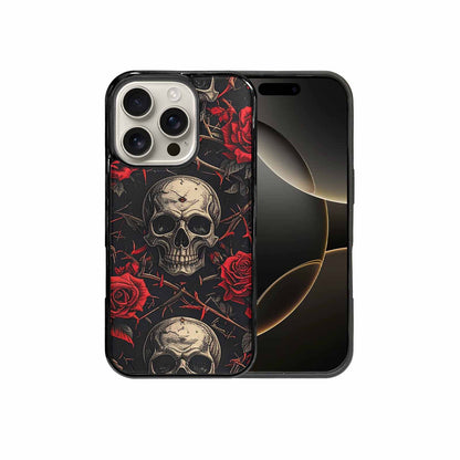 iPhone 16 Pro Case — Gothic Skulls Roses, Personalized Phone Case