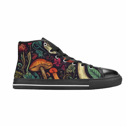WOMEN'S Mushrooms And Skulls High Top Canvas Dreamcore Custom Sneakers