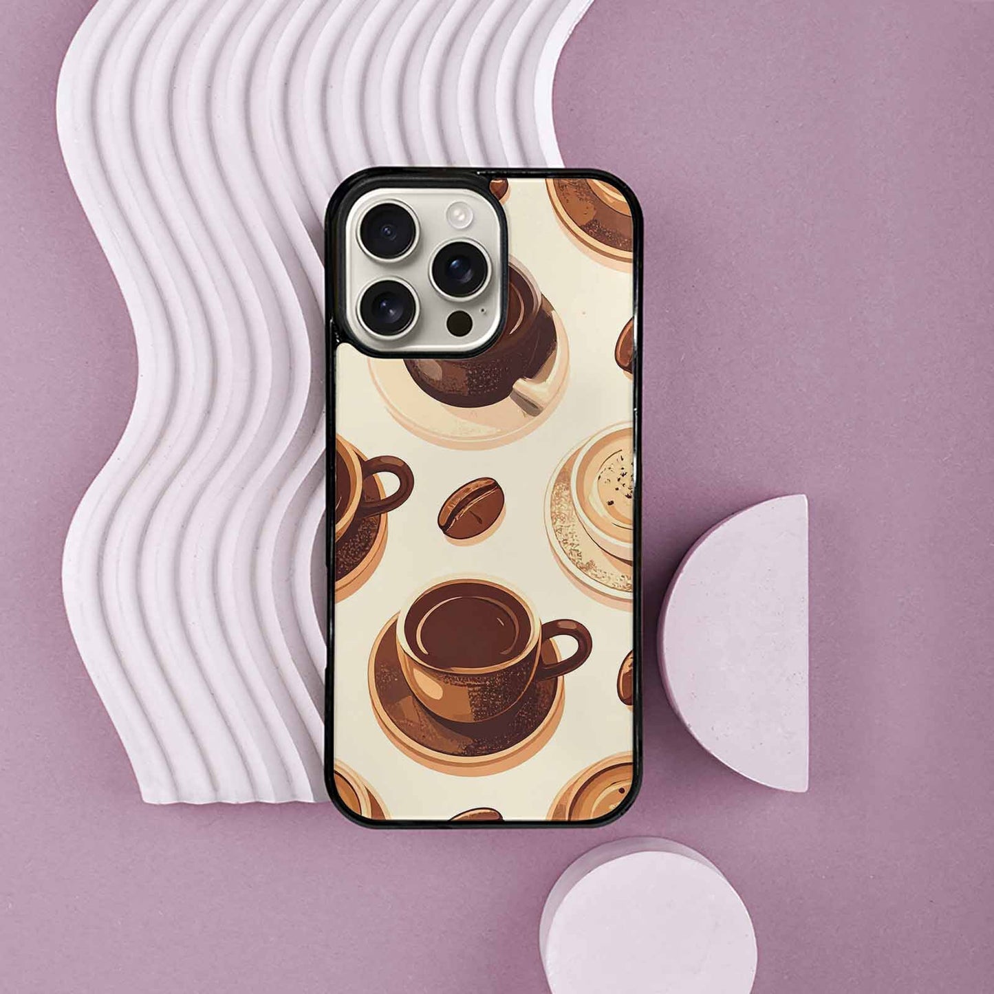 iPhone 16 Pro Max Case — Coffee Cup And Bean Pattern Seamless, Original Design Phone Case
