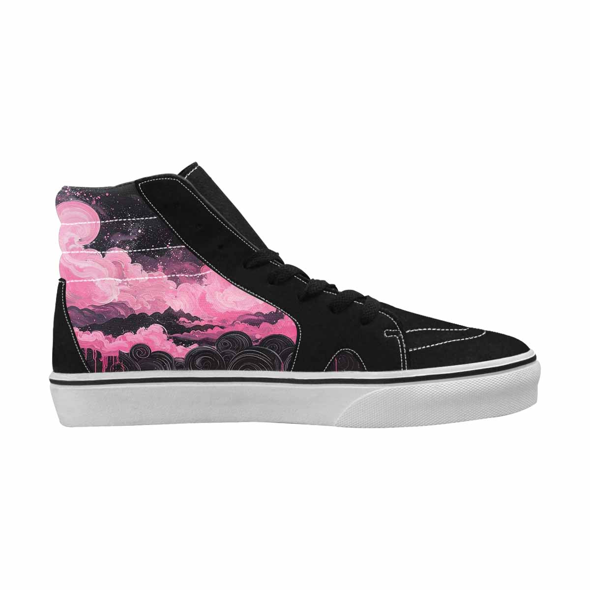 MEN'S Van Gogh Black & Pink Ink High Top Canvas Personalized Grunge Custom Sneakers