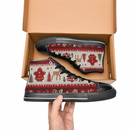 WOMEN'S Christmas Holly Snowflake High Top Canvas Cottagecore Custom Shoes