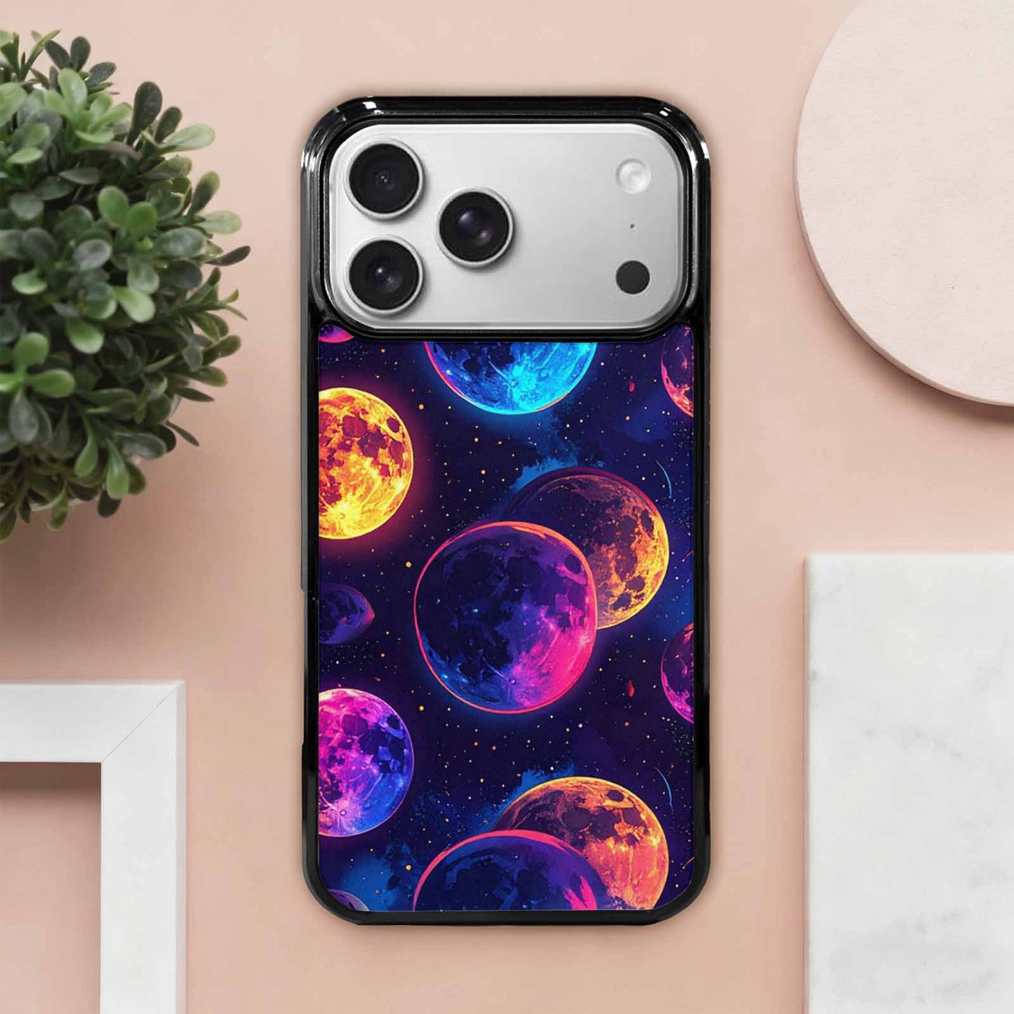 iPhone 17 Pro Max Case — Neon Winter Moon Cartoon Cute, Custom Designed Case Cover