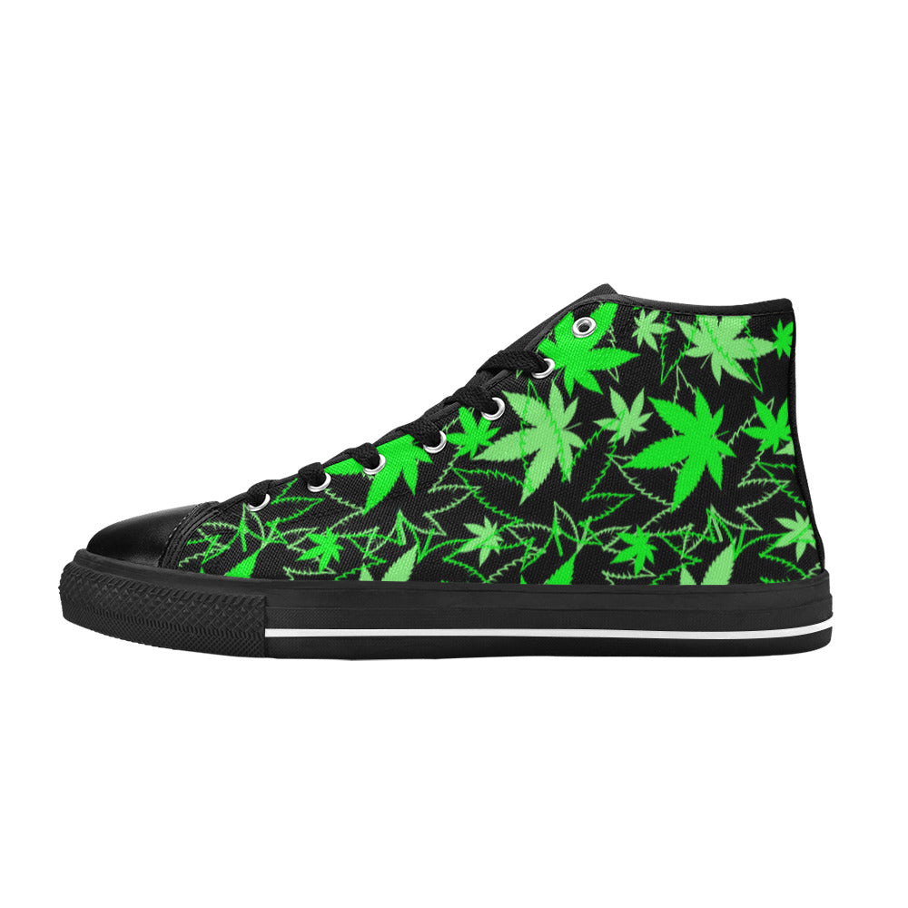 MEN'S Cc Weed 420 Art High Top Canvas Neon Fantasy Shoes