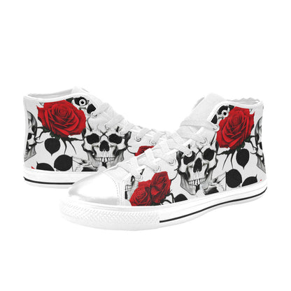 MEN'S Skulls Roses Deluxe 9 High Top Canvas Grunge Custom Shoes
