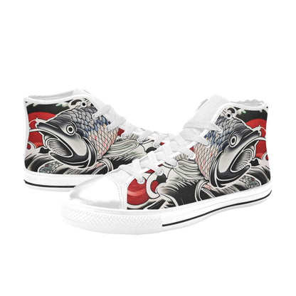 MEN'S Japanese Fish Art 3 High Top Canvas Wallpaper Art Shoes