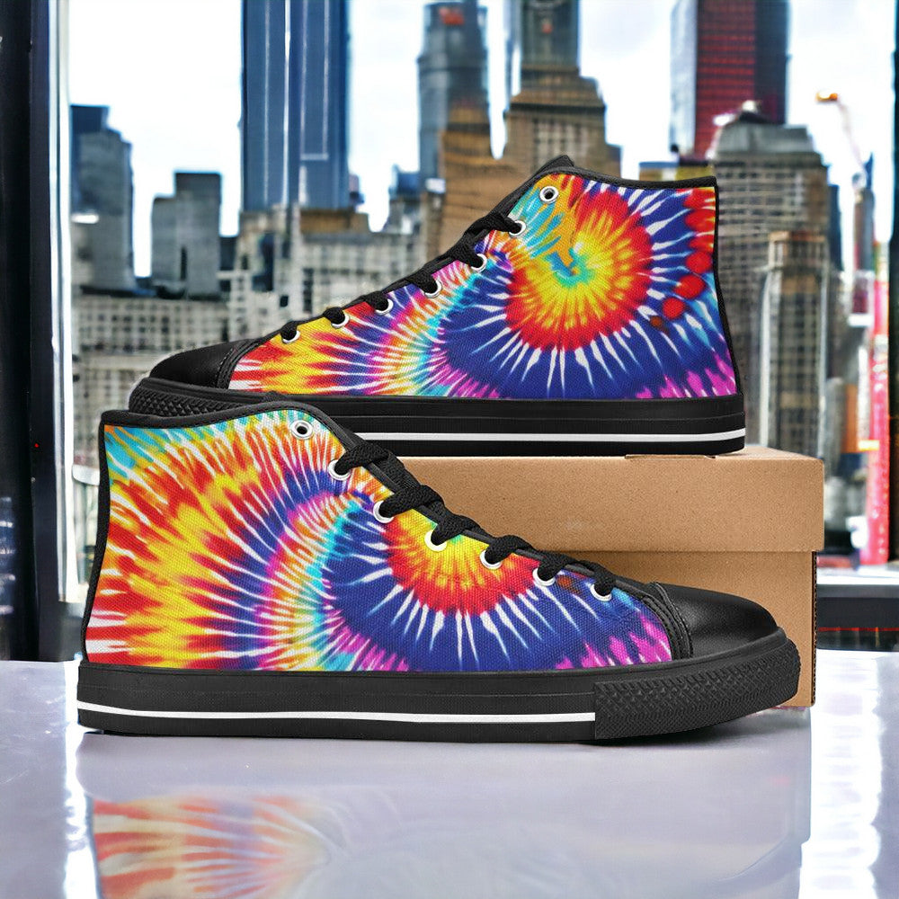 Butterfly Rainbow Navy Indigo Unique MEN Bold Art - Freaky Shoes | Custom Art Sneakers