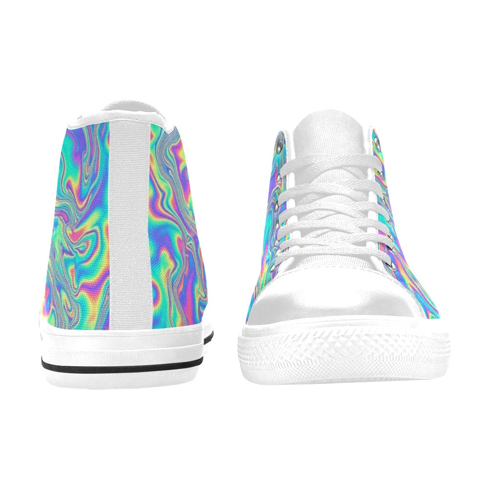 WOMEN'S Holographic Tribal Blaze 4 High Top Canvas Grunge Custom Shoes