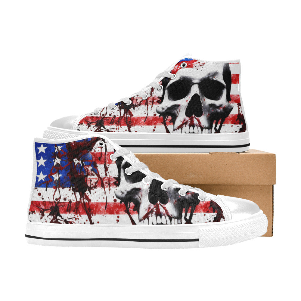 WOMEN'S Patriotic Splatter Art High Top Canvas Vibrant Chaos Shoes