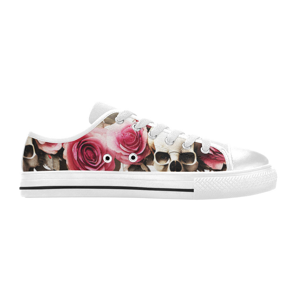 WOMEN'S Skulls Roses Deluxe 14 Canvas Wallpaper Art Custom Sneakers