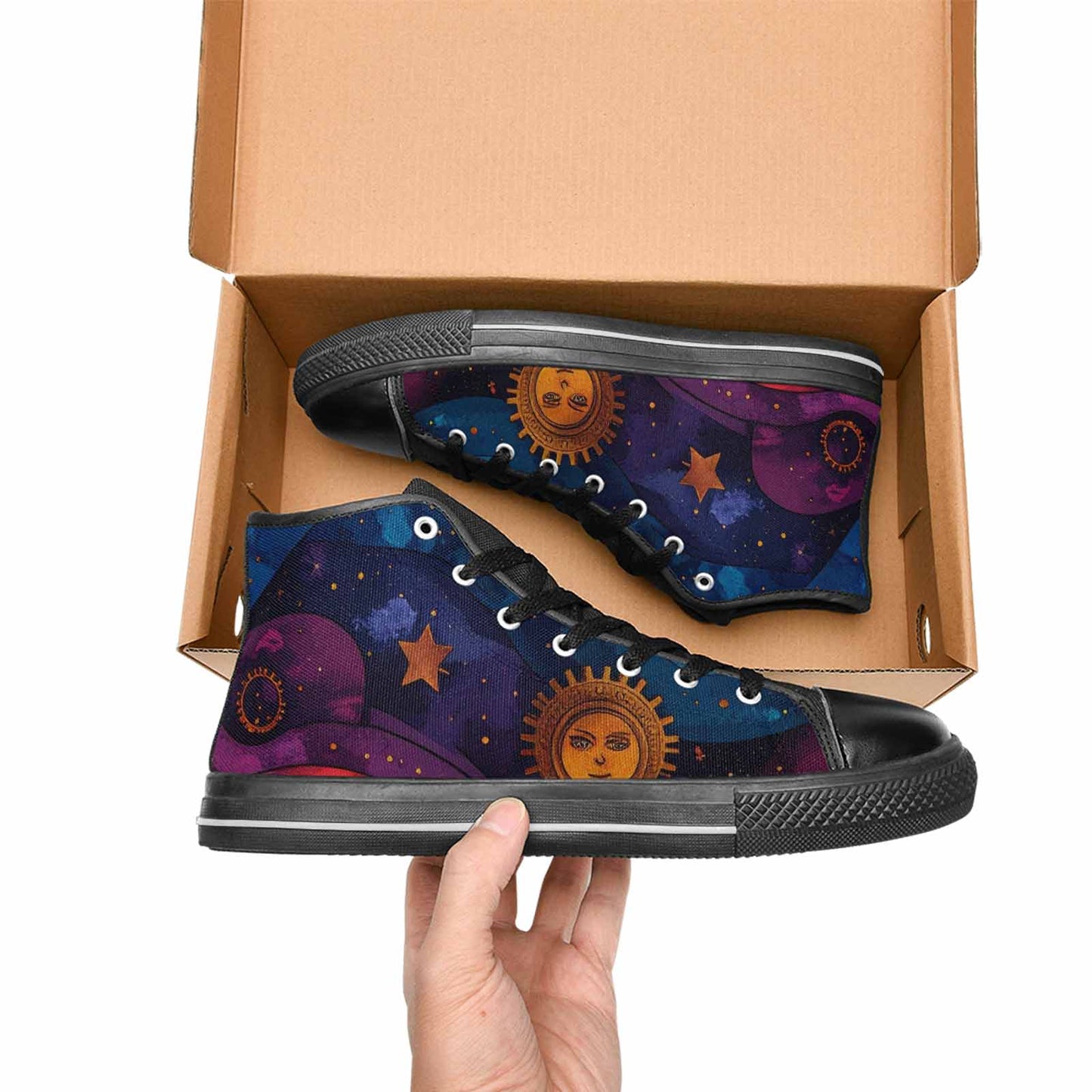 MEN'S Steampunk Galaxy High Top Canvas Neon Fantasy Custom Sneakers