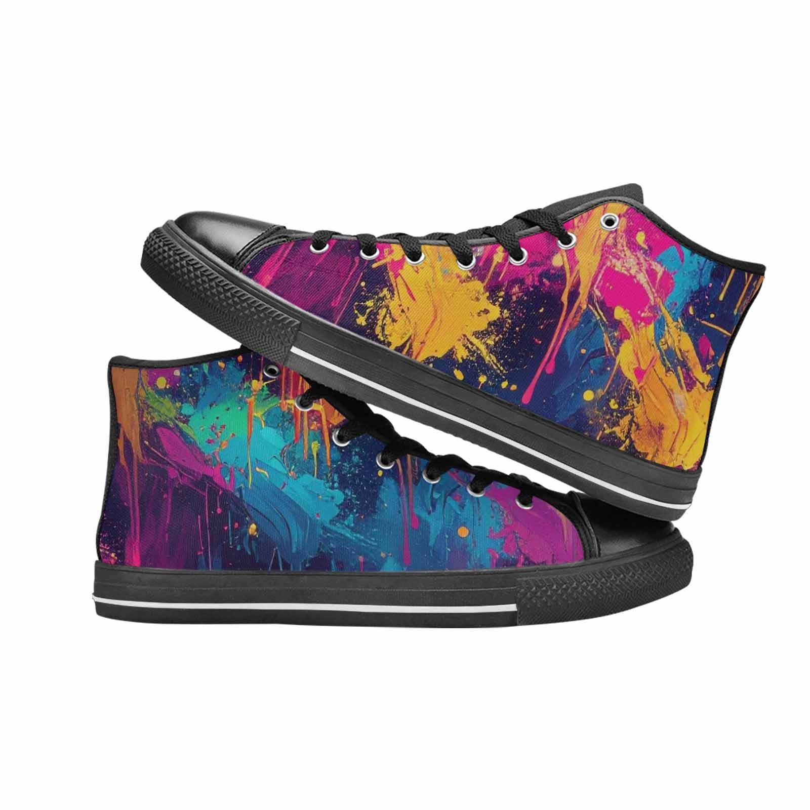 MEN'S Paint Splatter High Top Canvas Vibrant Chaos Sneakers