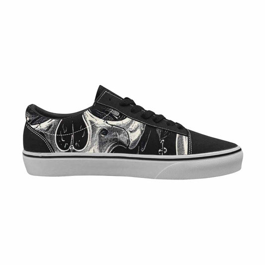 WOMEN'S Skulls Roses Black Ink Canvas Lace-Up Wallpaper Art Custom Sneakers