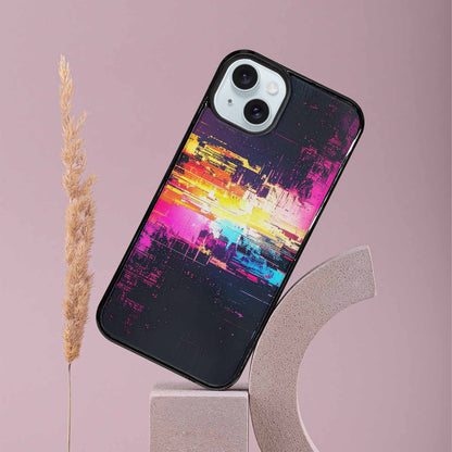 iPhone 15 Plus Case — Glitch Dark Art Seamless Pattern Vibrant, Custom Printed Phone Case