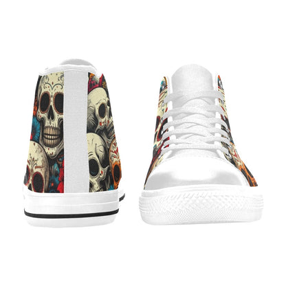 MEN'S Aggressive Halftone Sugar Skull High Top Canvas Aesthetic Custom Sneakers