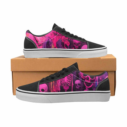 WOMEN'S Skeletons  Neon Pink Lace-Up Canvas Dark Academia Sneakers