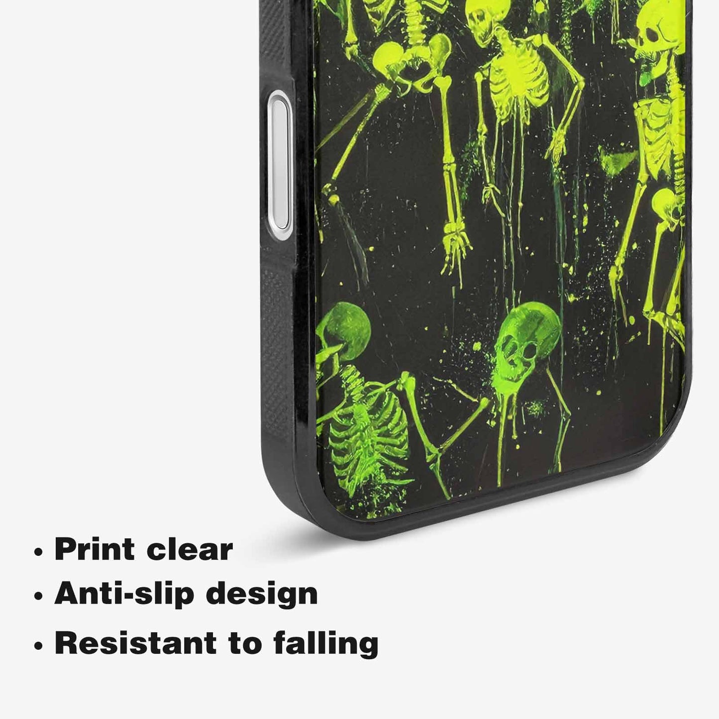 iPhone 16 Case — Skeletons Neon Green Glow Skeletons Pattern, Custom Phone Case